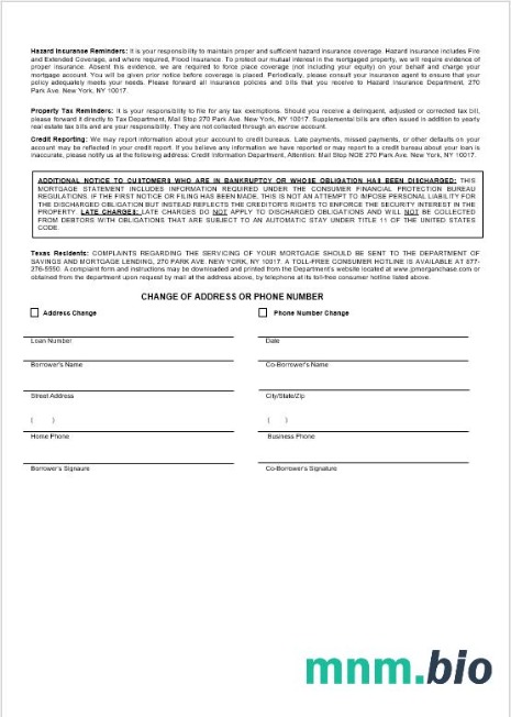 USA JP Morgan Chase Bank wyciąg z kredytu hipotecznego w formatach Word i PDF 3